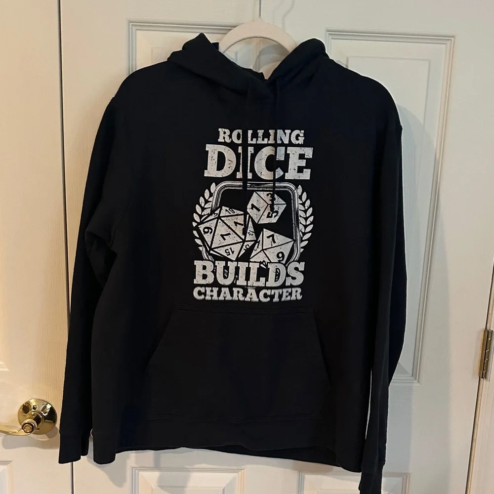 Dungeons and Dragons Dice Hoodie with White Dice Graphic - Picture 1 of 6